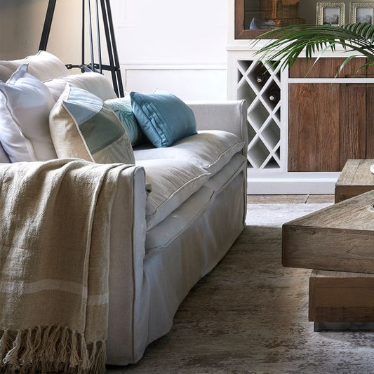 Continental - 3,5 Personers Sofa – Håndlavet Komfort I Tidløst Design - Hør farve