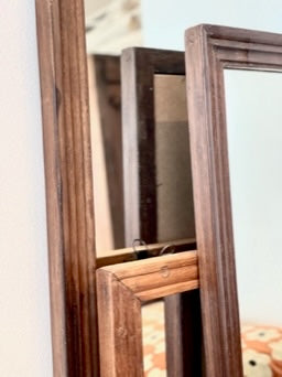 Gulvspejl med Brun træramme - 45x160 cm