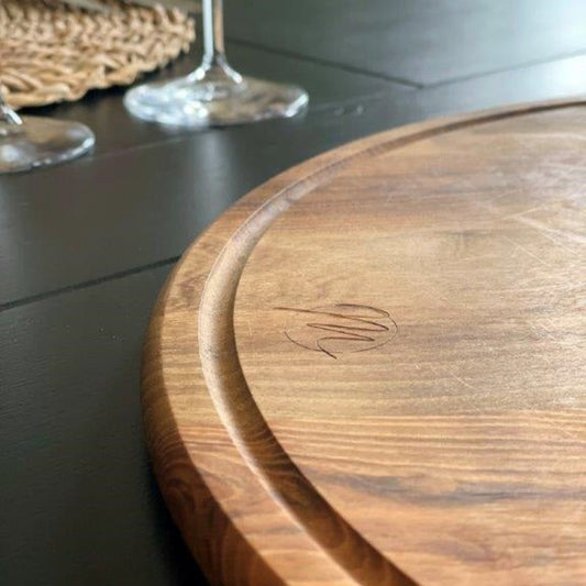 Rundt Skærebræt - Teaktræ Ø 45 cm