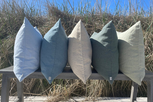 Hør Pudebetræk - Aqua - 50 x 50 CM