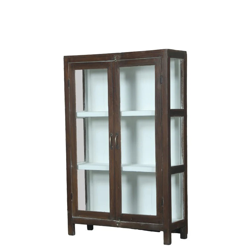Vitrineskab - brun - -88x30x137 cm
