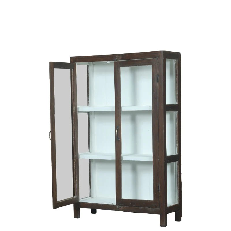 Vitrineskab - brun - -88x30x137 cm