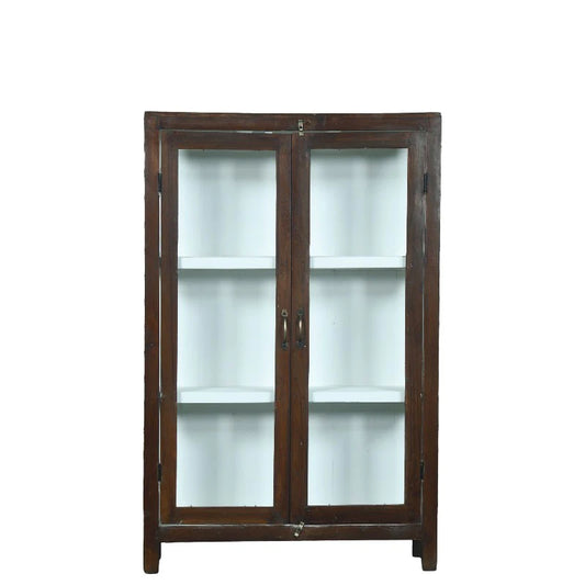 Vitrineskab - brun - -88x30x137 cm