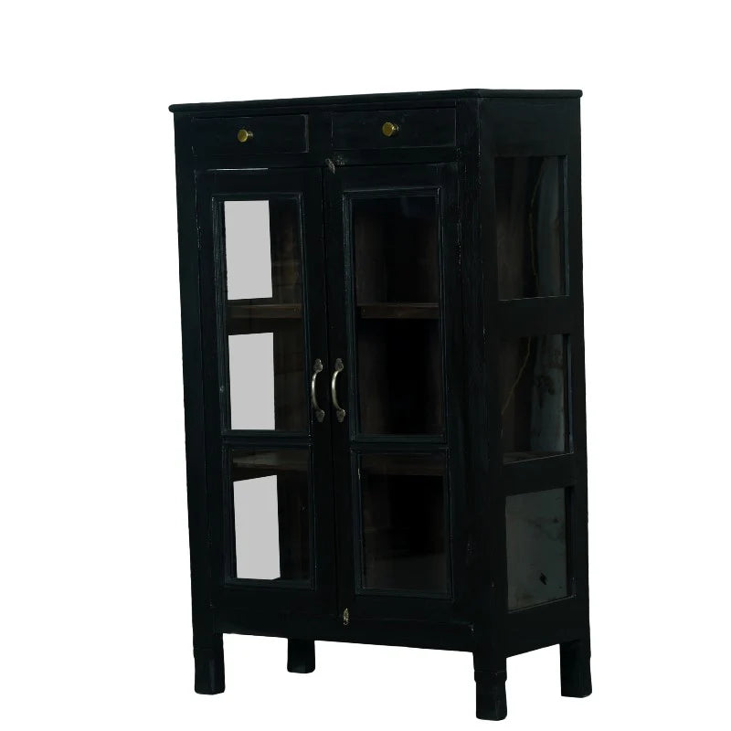 Vitrineskab - Sort - 74x37x126 cm