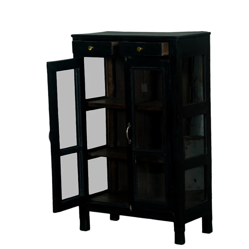 Vitrineskab - Sort - 74x37x126 cm