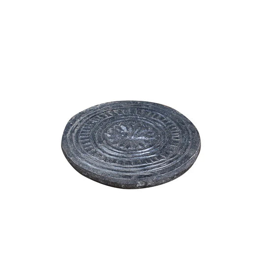 Stone Base M. Carved Pattern - Unique - Large w. feet