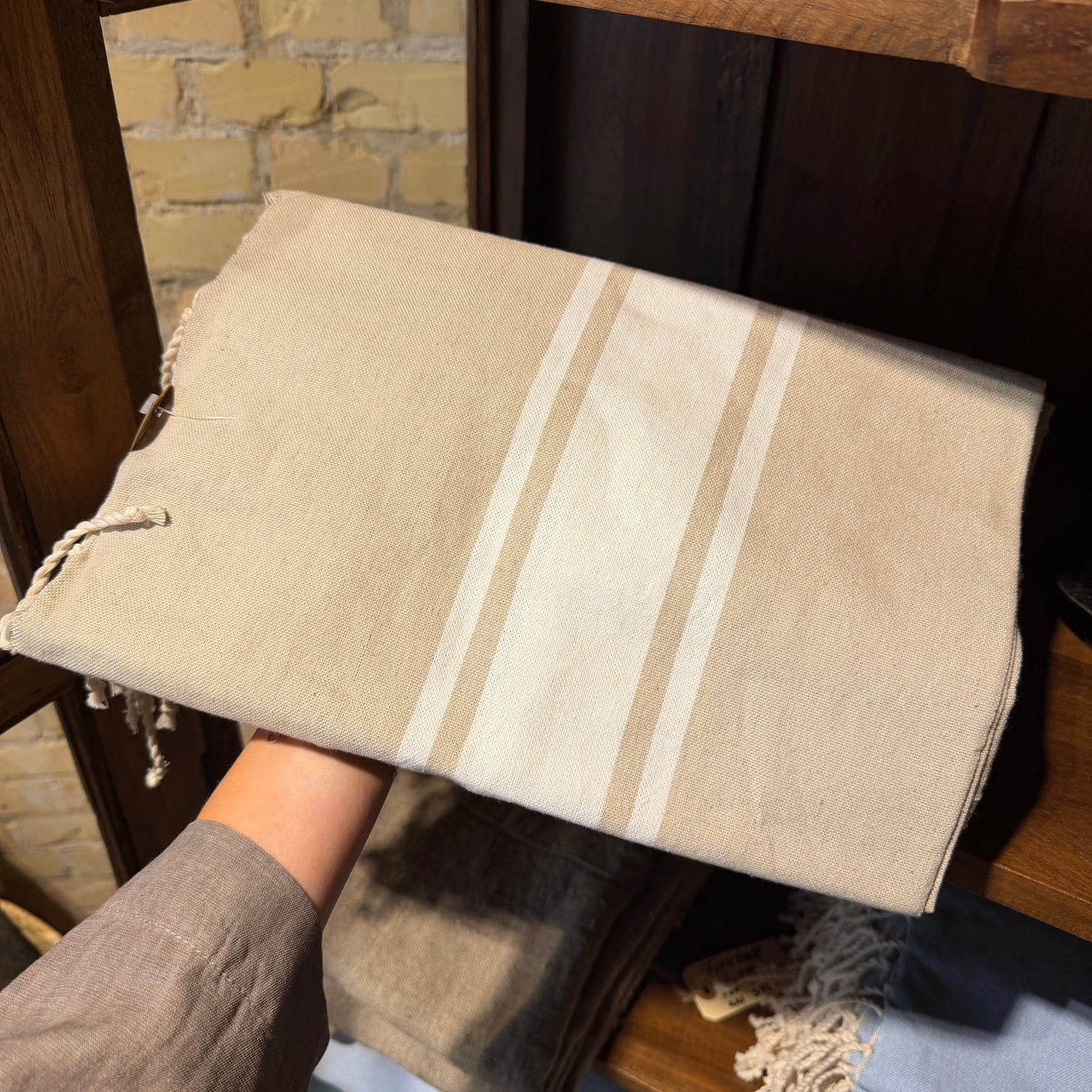 Hamam Håndklæde Beige/Hvid
