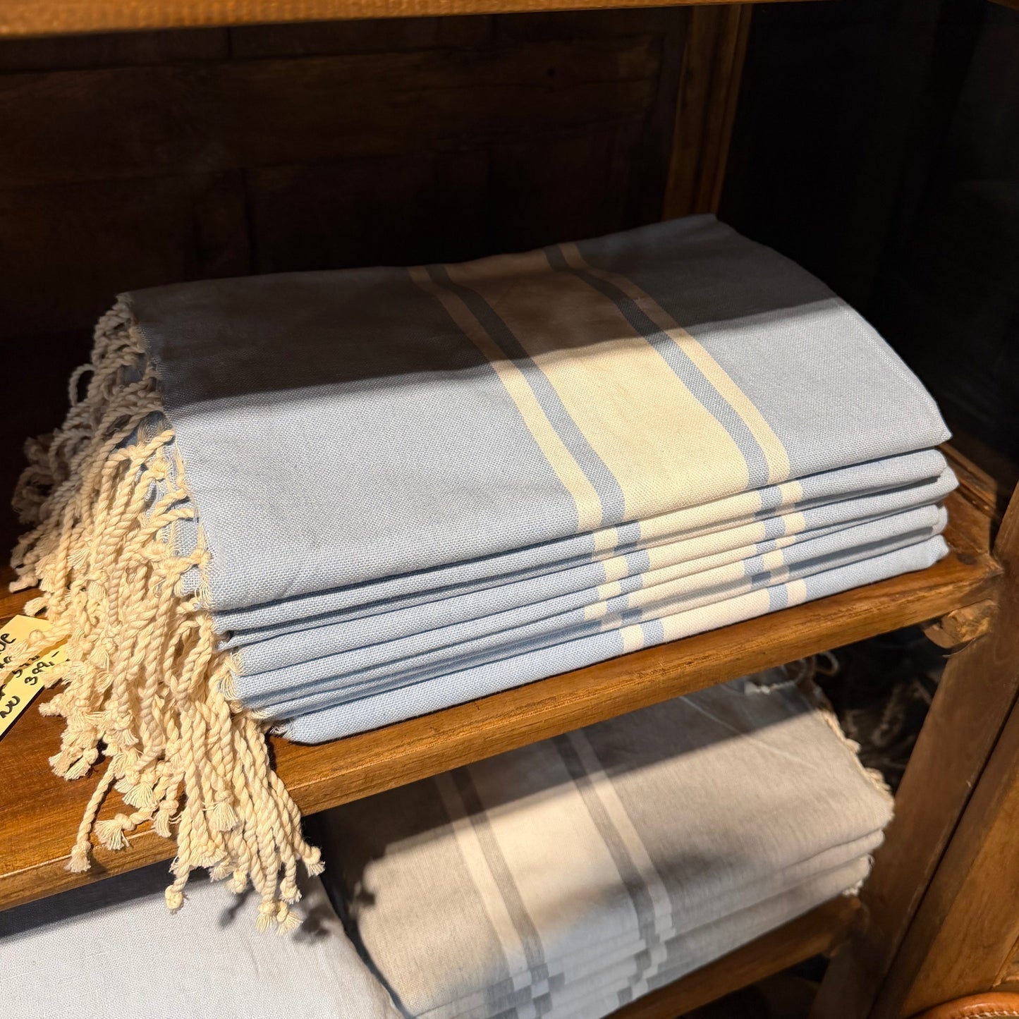 Himmelblåt Stribet Hamam Håndklæde