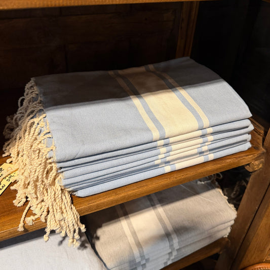 Himmelblåt Stribet Hamam Håndklæde