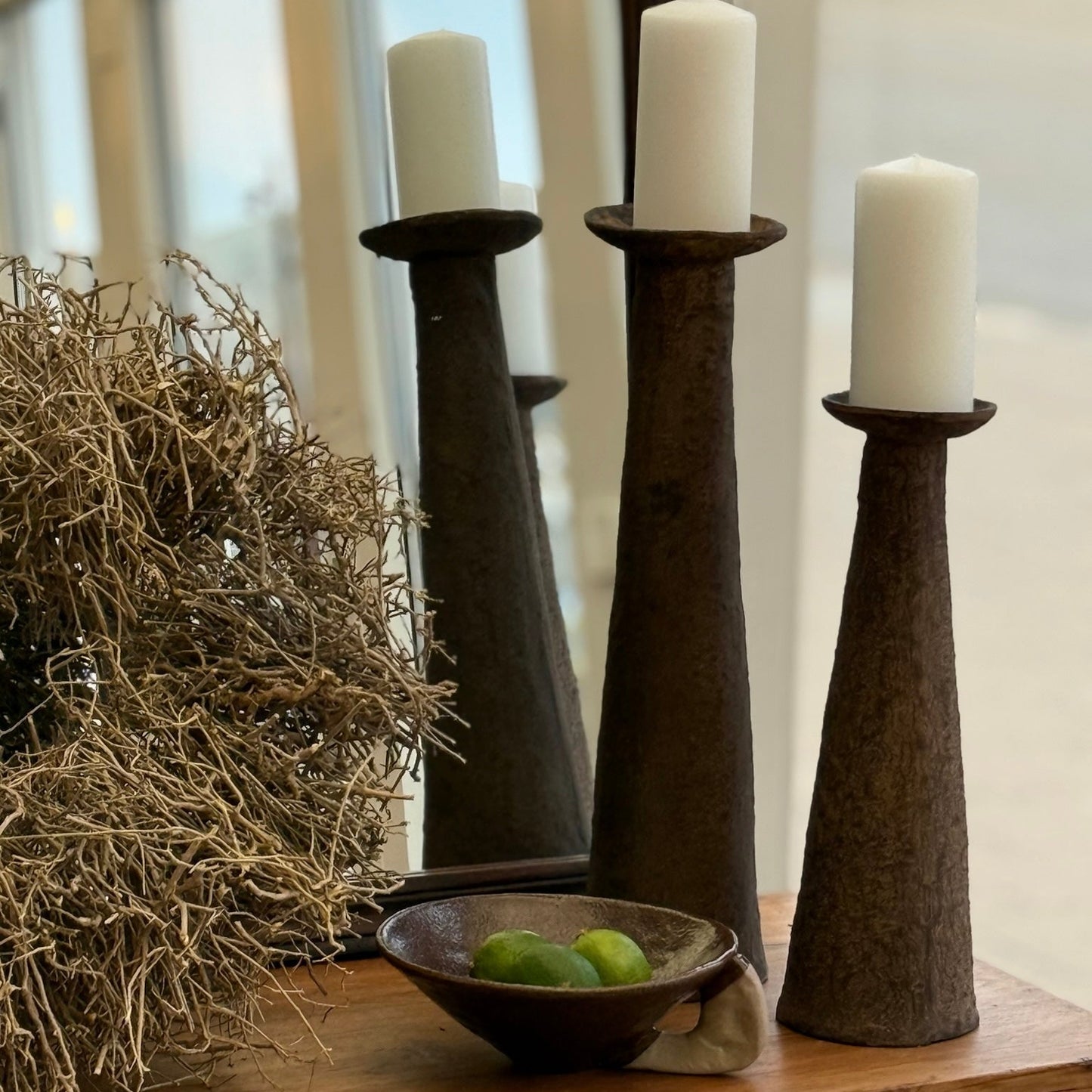 Rustik lysestage - H: 36 cm