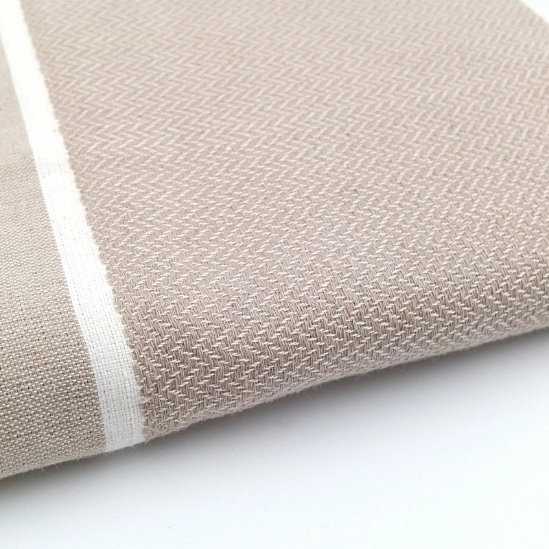 Beige & Hvid 100x200 Hamam Håndklæde