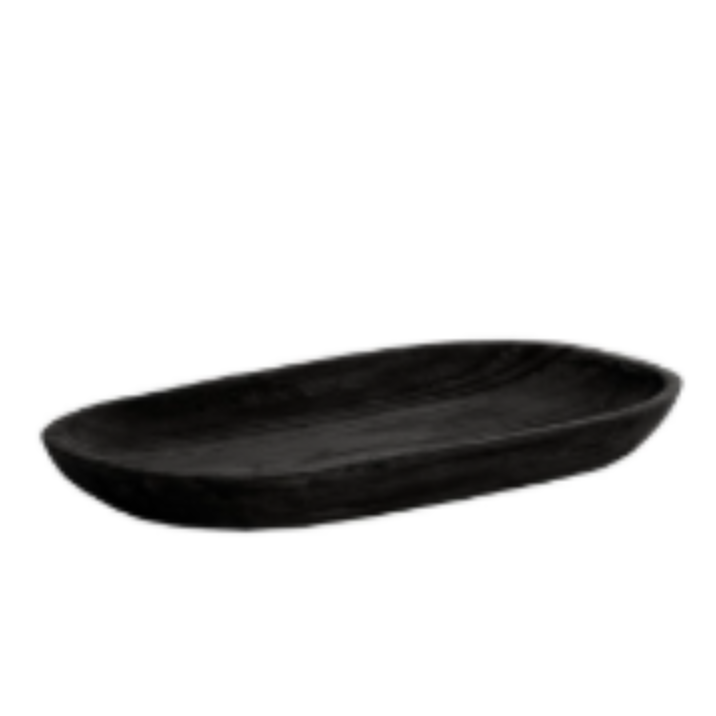 Stort Massivt Teakfad – Sort (B30 x L50 x H5 cm)