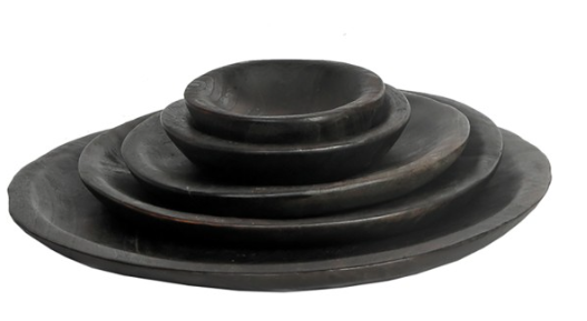 Rundt Teakfad – Sort (Ø20 cm, H2 cm)