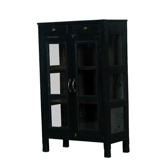 Vitrineskab -  Sort - 74x37x126 cm