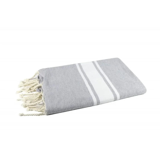 Grå Stribet Hamam Håndklæde 100 x 200